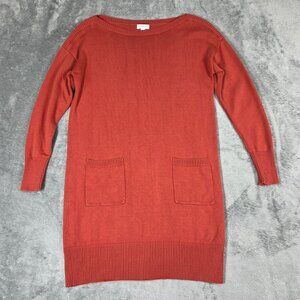 Garnet Hill Sweater Dress Small Red Orange Classic Quiet Luxury Feminine Tunic